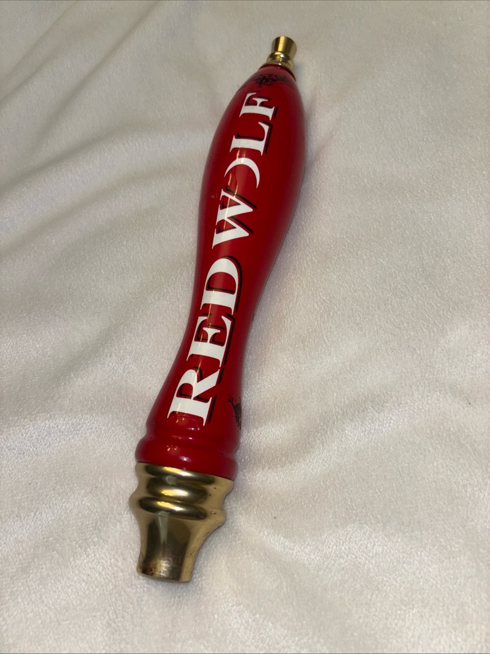 Vintage red wolf beer tap handle